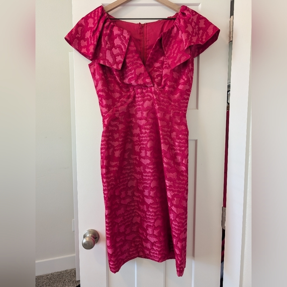 1960s Vintage Mitzi Marlow Mrs. Maisel Dress and Coat Jacket Hot Pink Taffeta - Picture 4 of 10